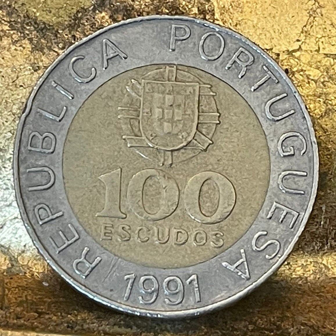 Mathematician Pedro Nunes 100 Escudos Portugal Authentic Coin Money for Jewelry (Nonius) (Loxodrome) (Bimetallic)