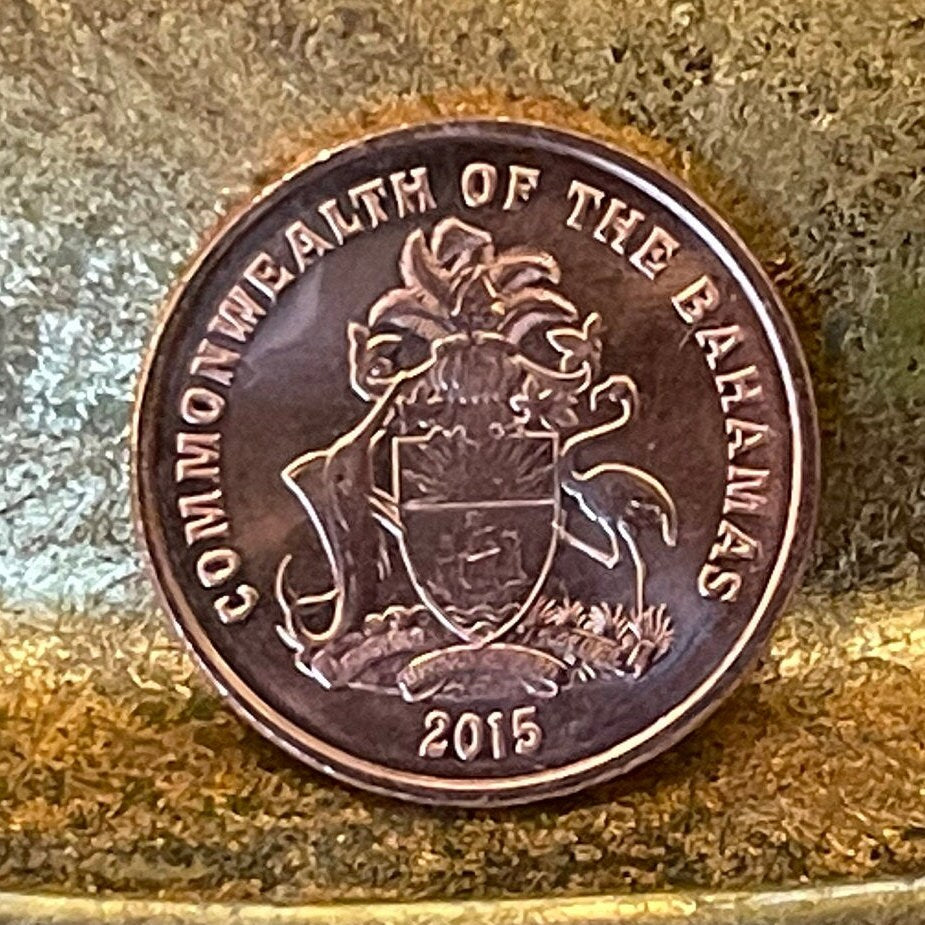 Red Cushion Sea Stars & Santa Maria 1 Cents Bahamas Authentic Coin Money for Jewelry and Craft Making (Columbus Flagship) (Starfish)