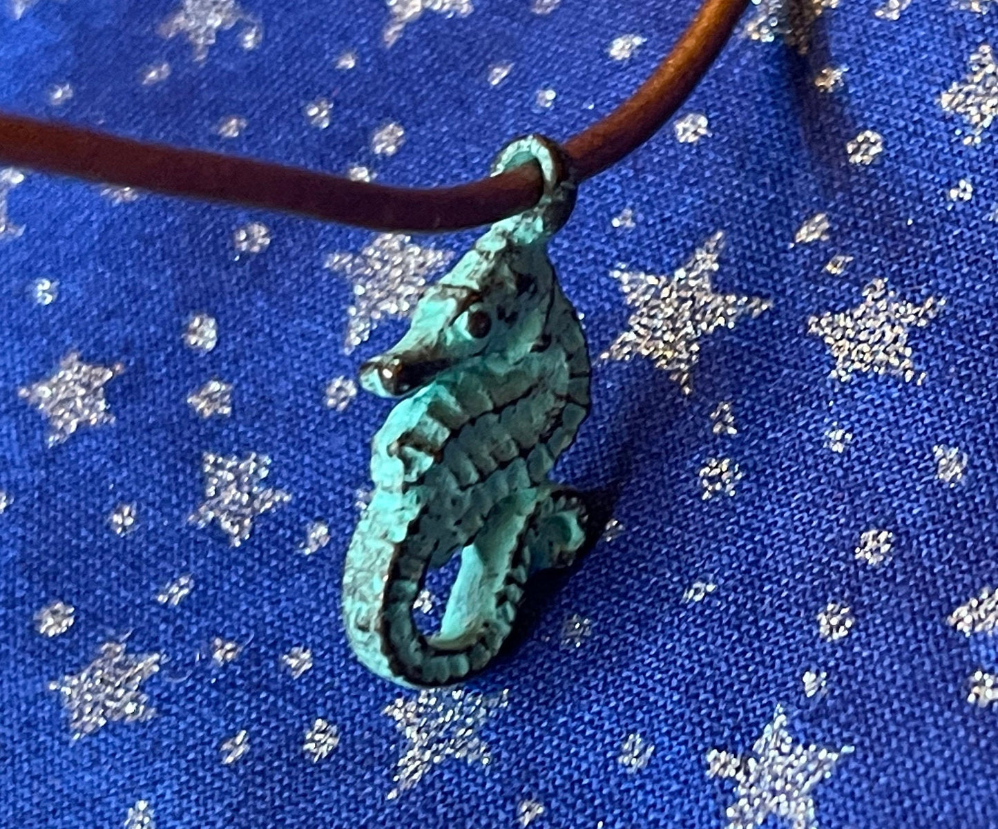 Seahorse copper charm or pendant (3D) –choose 1, 3 or 6 – green patina PREMIUM quality from Mykonos island, Greece – beach nautical sea life
