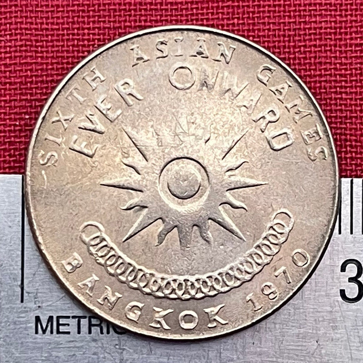 Royal Couple King Bhumibol and Queen Sirikit 1 Baht Thailand Authentic Coin Money for Jewelry (Asian Games) (1970) (Bangkok) (Ever Onward)