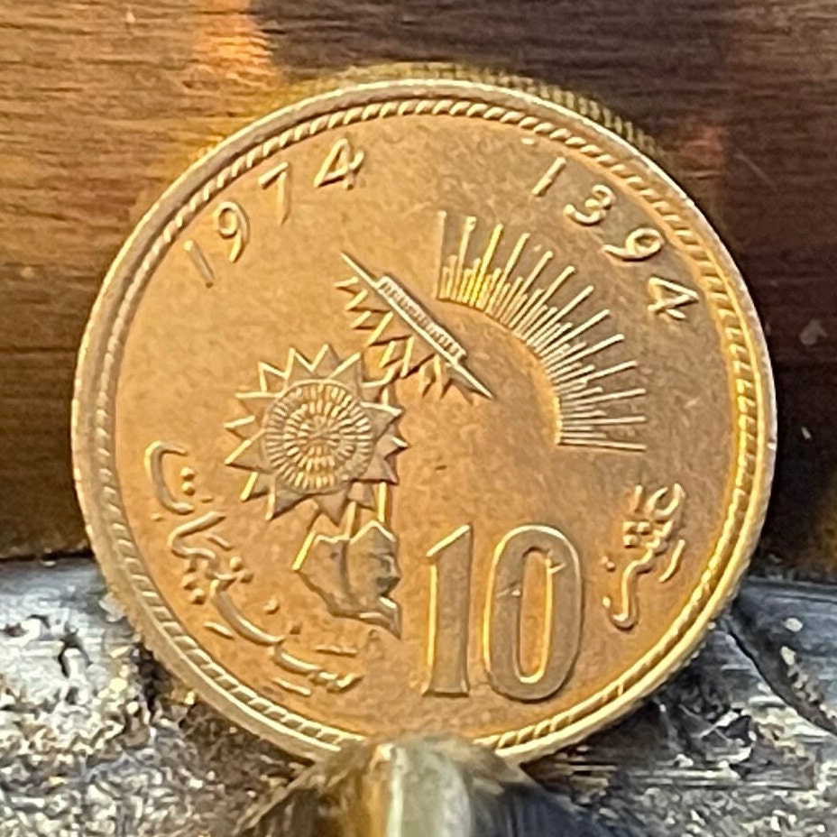 Sunflower Turns Toward Sun 10 Santimat Morocco Authentic Coin Money for Jewelry and Craft Making (1974) (Oilseed) (Oleaginous)