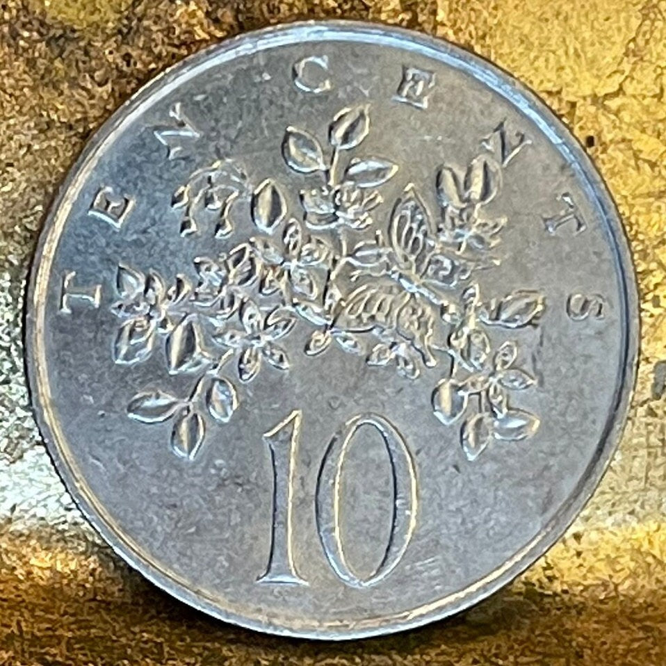 Homerus Swallowtail Butterfly & Roughbark Lignum-Vitae Flowers 10 Cents Jamaica Authentic Coin Money for Jewelry (CONDITION: FINE)