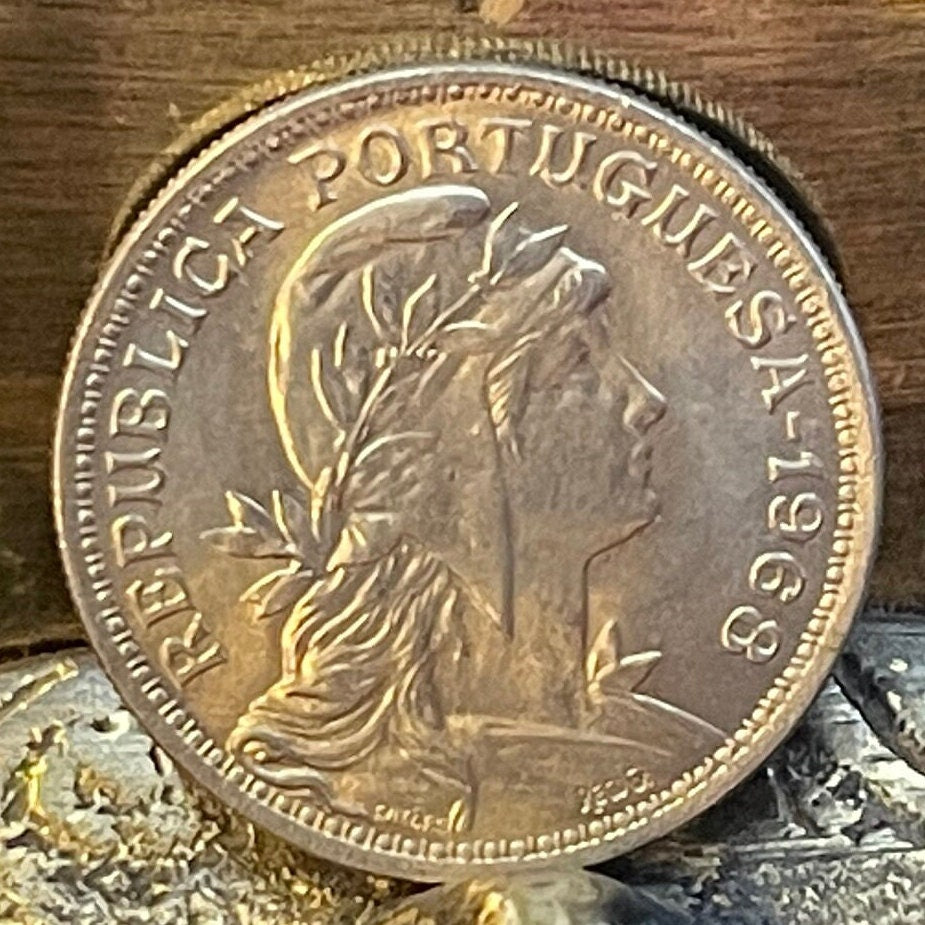 Effigy of the Republic 50 Centavos Portugal Authentic Coin Money for Jewelry and Craft Making (Phrygian Cap) (Liberty Cap)