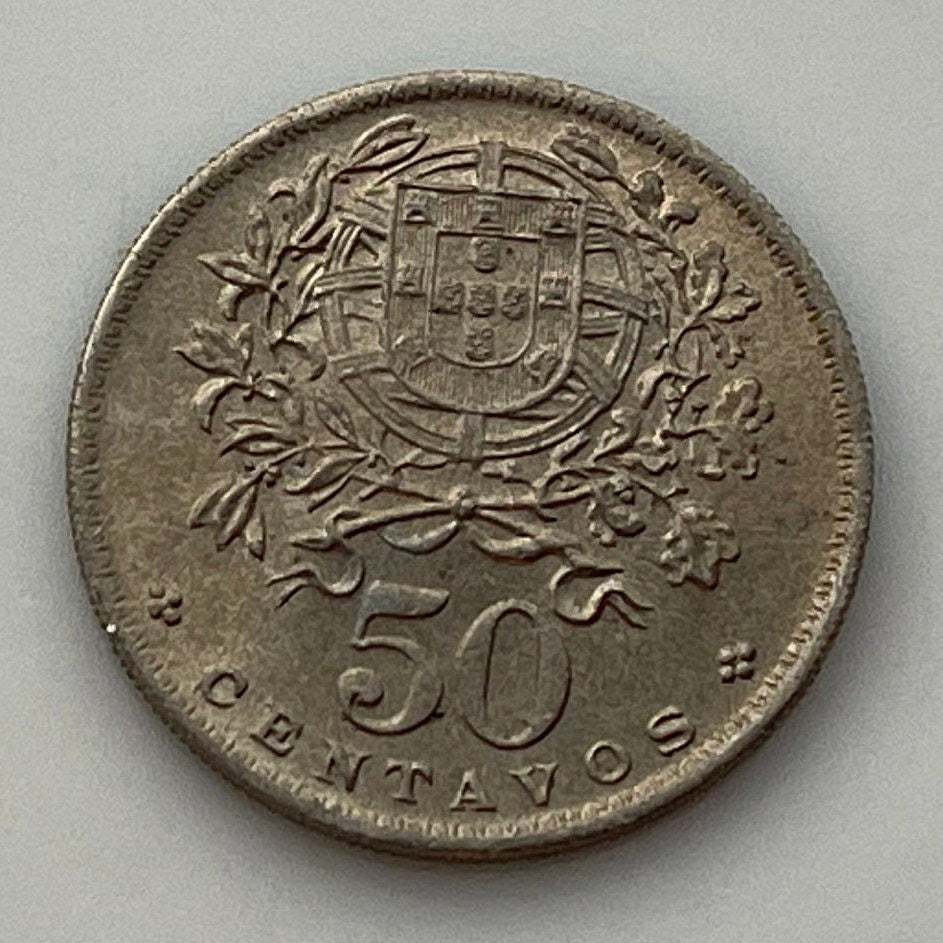 Effigy of the Republic 50 Centavos Portugal Authentic Coin Money for Jewelry and Craft Making (Phrygian Cap) (Liberty Cap)
