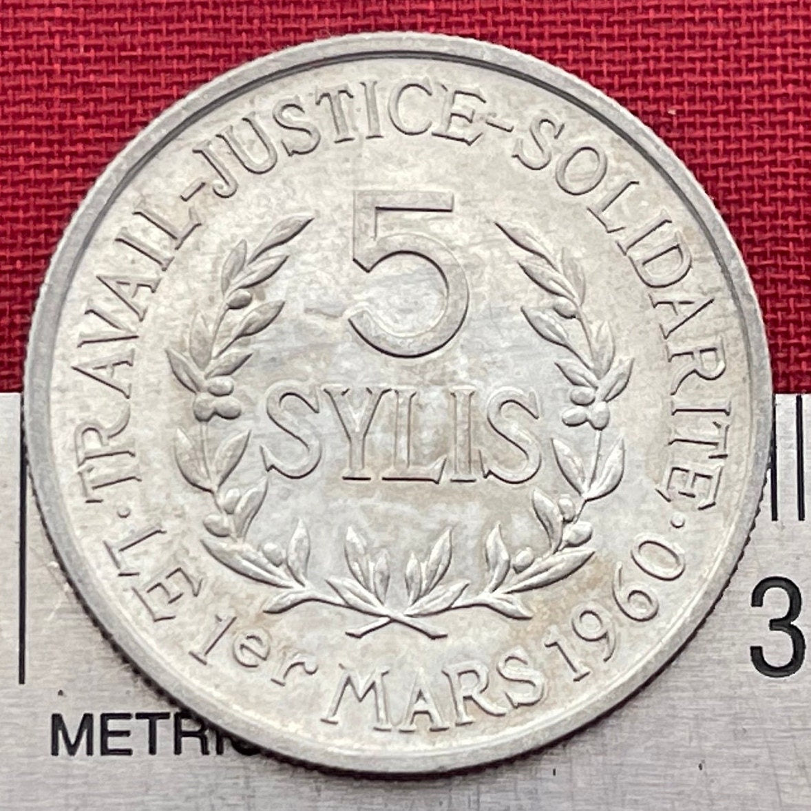 Almamy Samori Touré 5 Sylis Guinea Authentic Coin Money for Jewelry (Black Lives Matter) (Freedom Fighter) (1971) (Work Justice Solidarity)