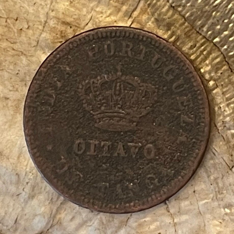 King Luís the Popular 1/8th Tanga Portuguese India Authentic Coin Money for Jewelry (Hamlet Translator) (Oitavo de Tanga) (Goa)
