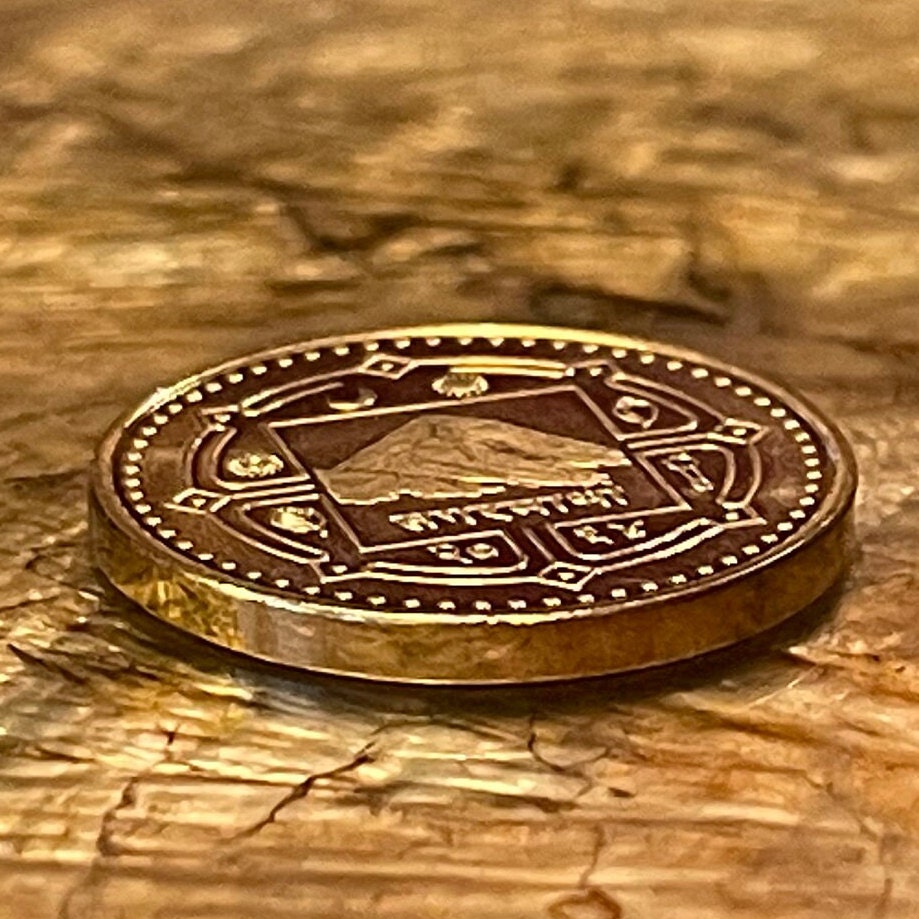 Mount Everest Sagarmatha & Nepal Map 1 Rupee Nepal Authentic Coin Charm for Jewelry (Holy Mother Mountain) (Head in Great Blue Sky)