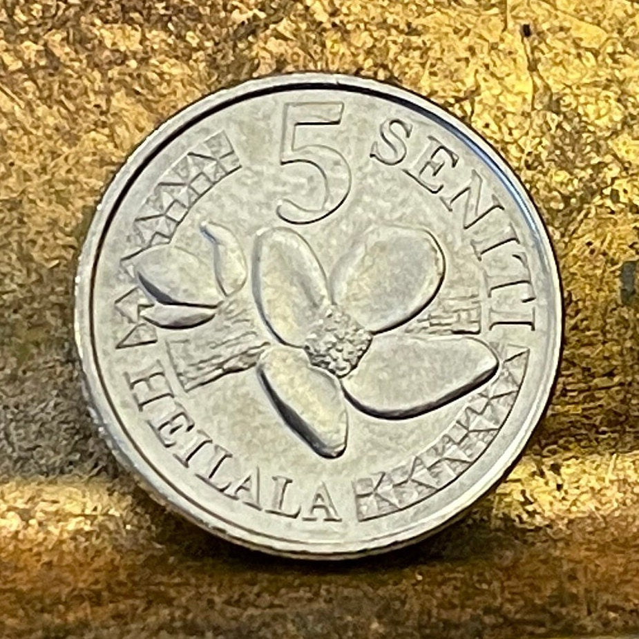 Heilala Flowers & King Tupou VI 5 Seniti Tonga Authentic Coin Money for Jewelry and Craft Making (2018)