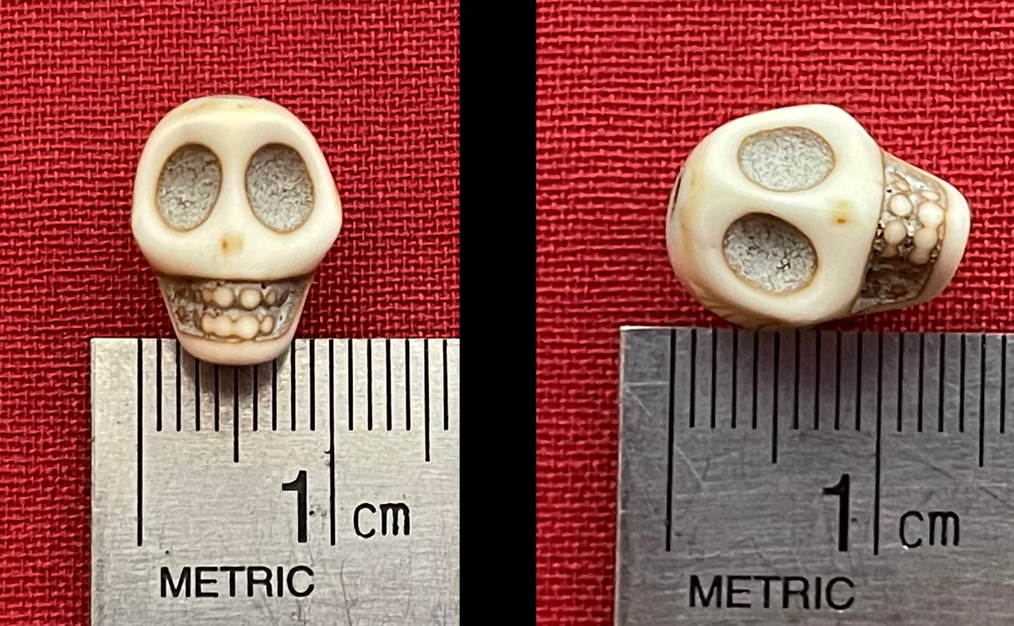 Skull Stone Beads - Halloween, Day of the Dead charms - black, red, white, turquoise, multicolor - dyed magnesite