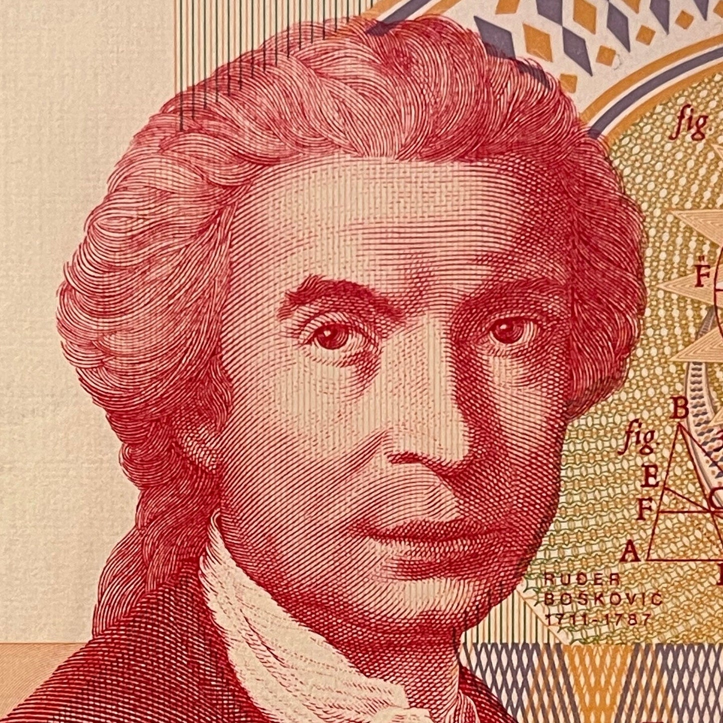 Scientist Priest Roger Boscovich & Mother Croatia 50,000 Dinara Croatia Authentic Banknote Money for Jewelry and Collage (Baptismal Font)