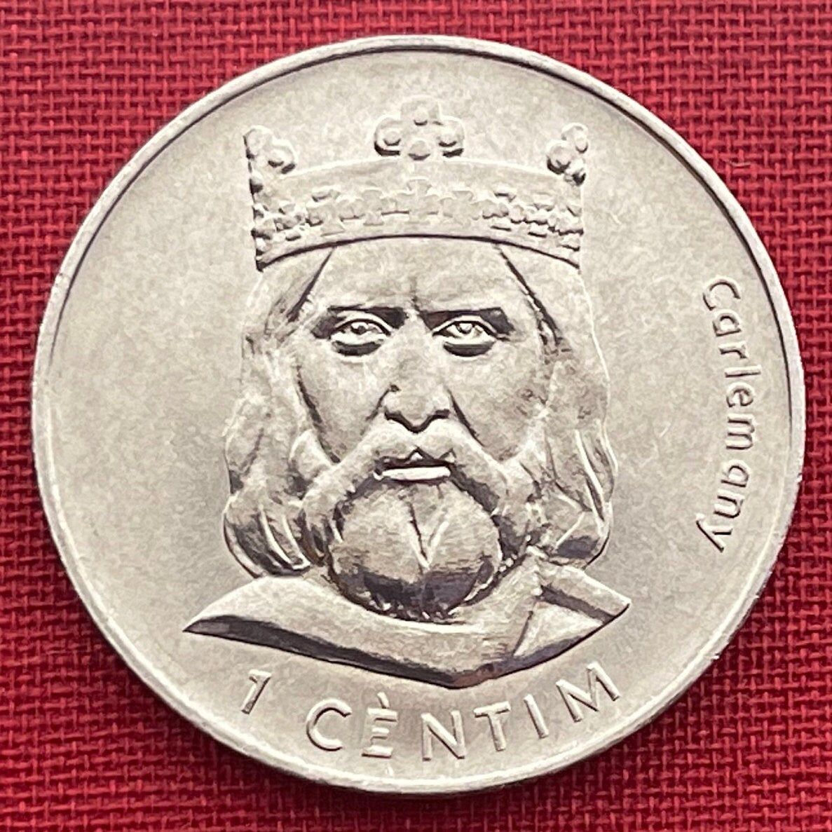 Emperor Charlemagne 1 Centim Andorra Authentic Coin Money for Jewelry and Craft Making (Father of Europe) (Charles the Great)
