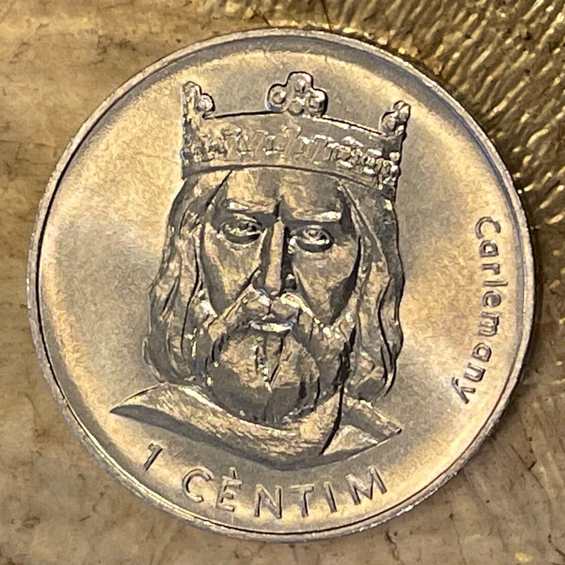 Emperor Charlemagne 1 Centim Andorra Authentic Coin Money for Jewelry and Craft Making (Father of Europe) (Charles the Great)