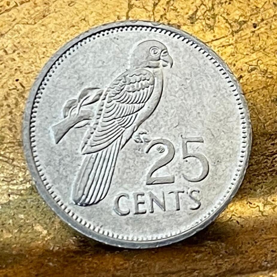 Seychelles Black Parrot 25 Cents Seychelles Authentic Coin Money for Jewelry and Craft Making