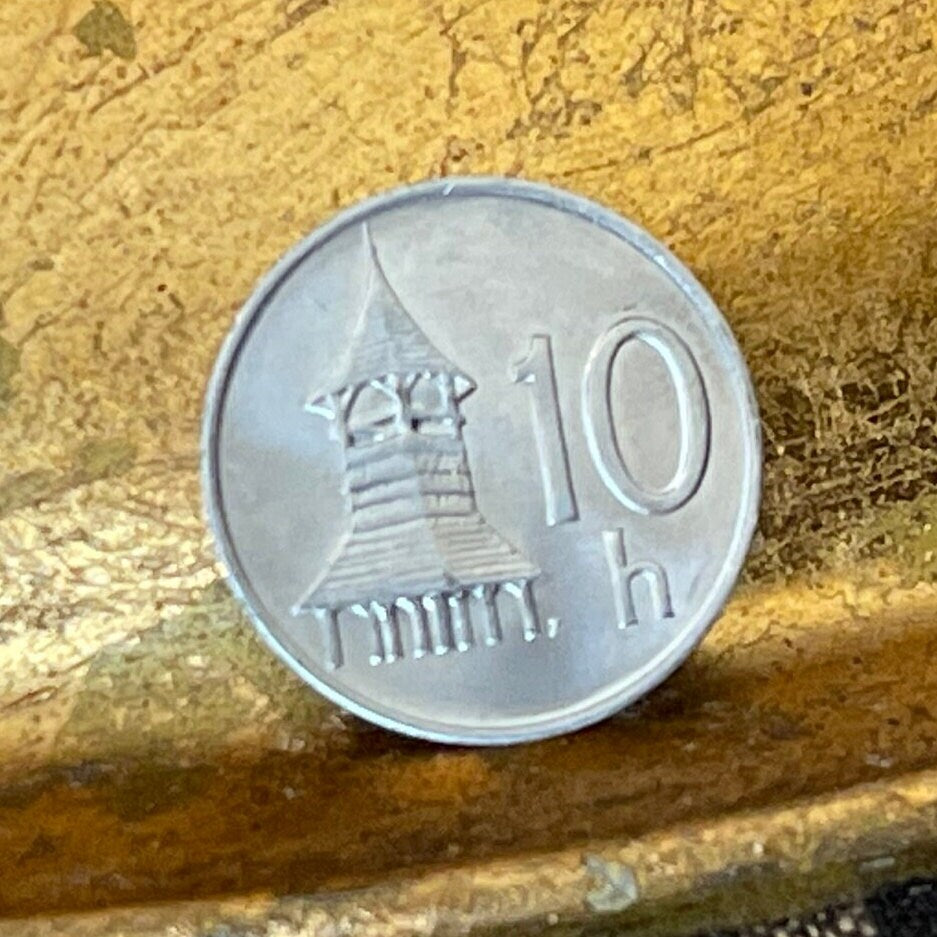 St. Nicholas Church Octagonal Belfry 10 Haleru Slovak Republic Authentic Coin Money for Jewelry and Craft Making (Church Bells)