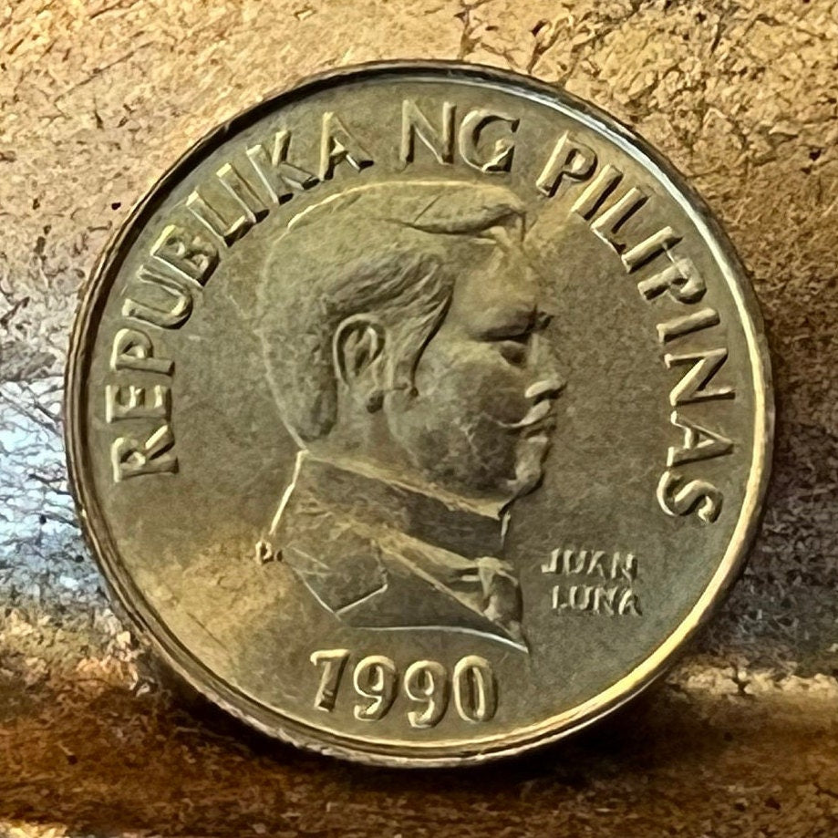 Revolutionary Artist Juan Luna & Swallowtail Butterfly 25 Sentimo Philippines Authentic Coin Money for Jewelry (Graphium Idaeoides)