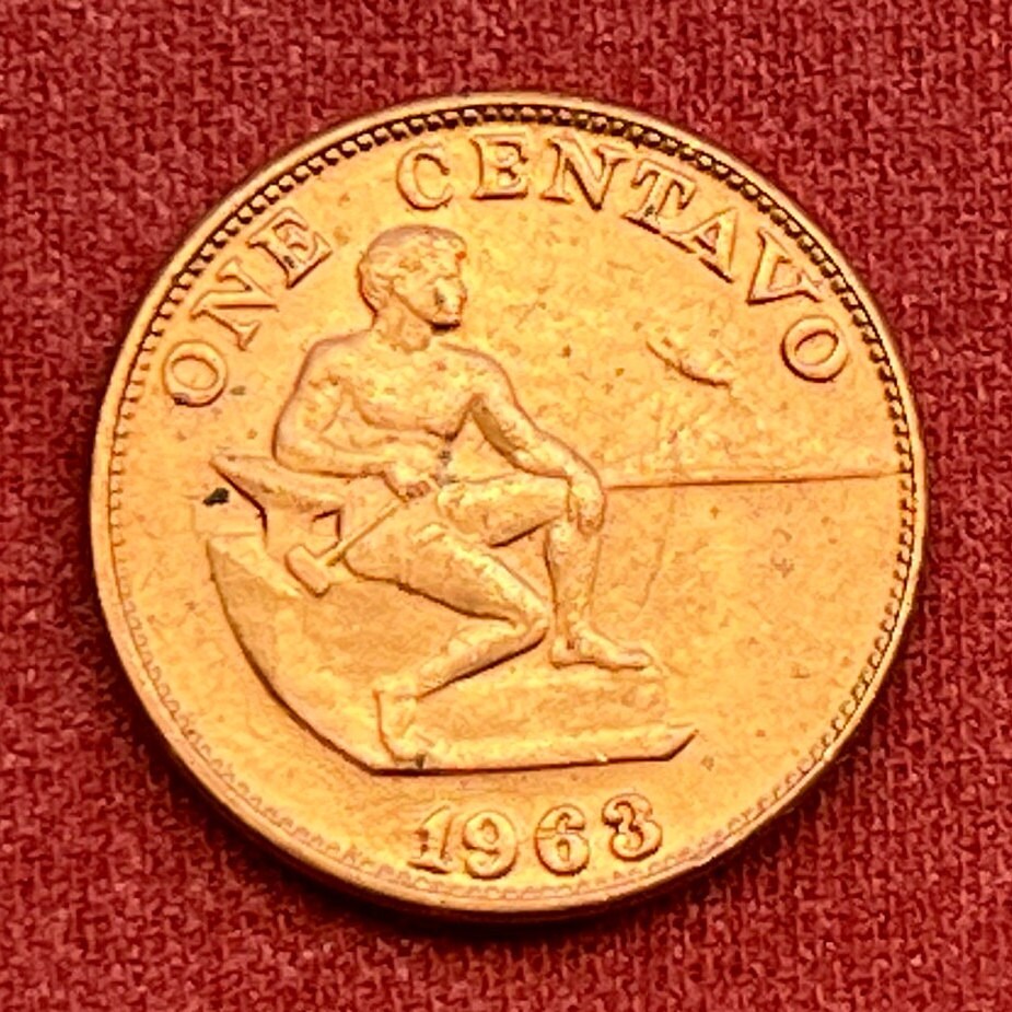 Hammering Man at Anvil near Mayon Volcano 10 Centavos Philippines Authentic Coin Money for Jewelry and Craft Making