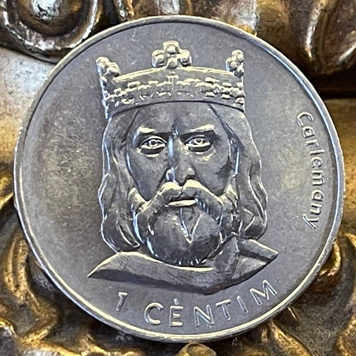 Emperor Charlemagne 1 Centim Andorra Authentic Coin Money for Jewelry and Craft Making (Father of Europe) (Charles the Great)