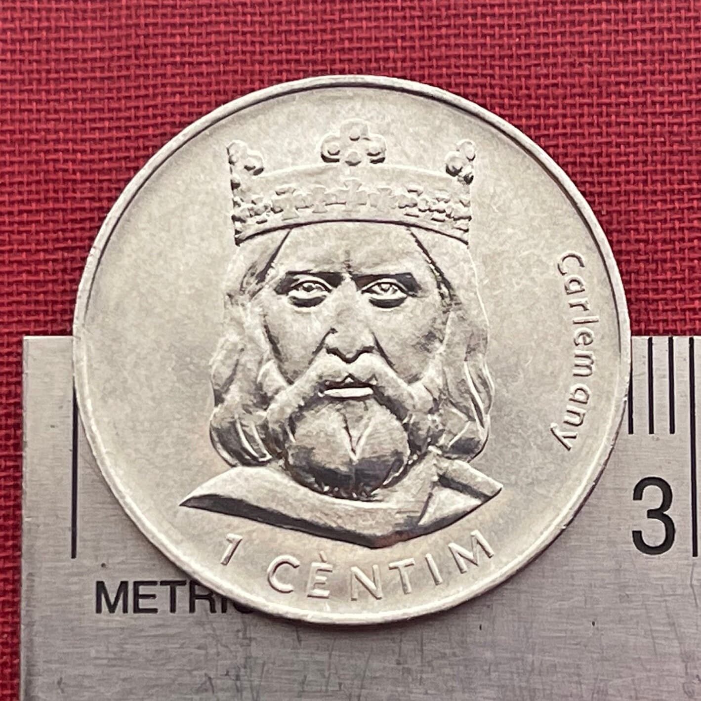 Emperor Charlemagne 1 Centim Andorra Authentic Coin Money for Jewelry and Craft Making (Father of Europe) (Charles the Great)