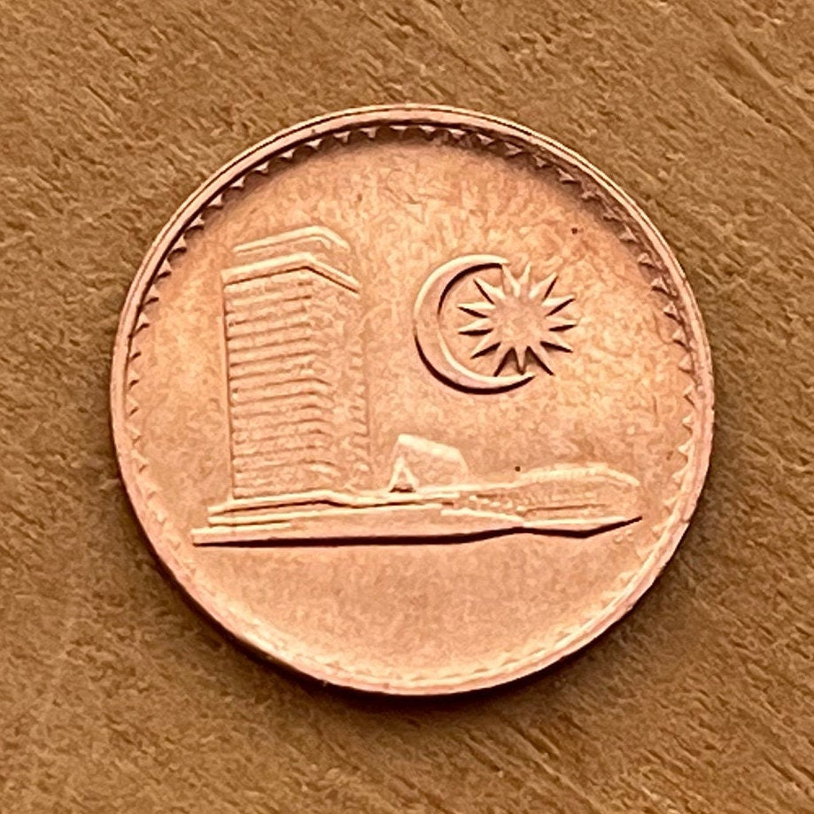 Houses of Parliament & Star and Crescent 1 Sen Malaysia Authentic Coin Money for Jewelry and Craft Making