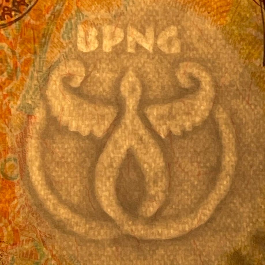 Wild Boar Head & National Parliament House 20 Kina Papua New Guinea Authentic Banknote Money for Jewelry and Collage (Capitalist Pig)