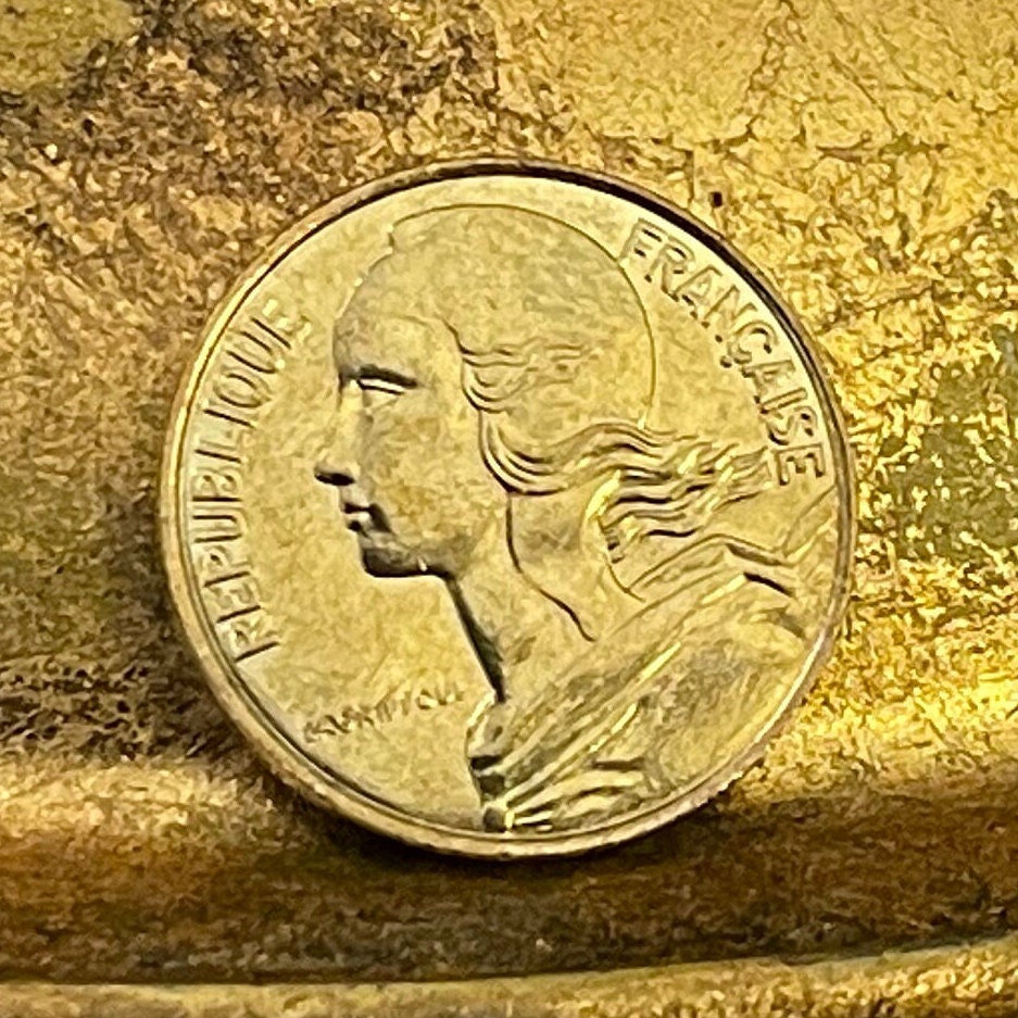 Marianne & Liberty Cap 10 Centimes France Authentic Coin Money for Jewelry and Craft Making (Phrygian Cap)