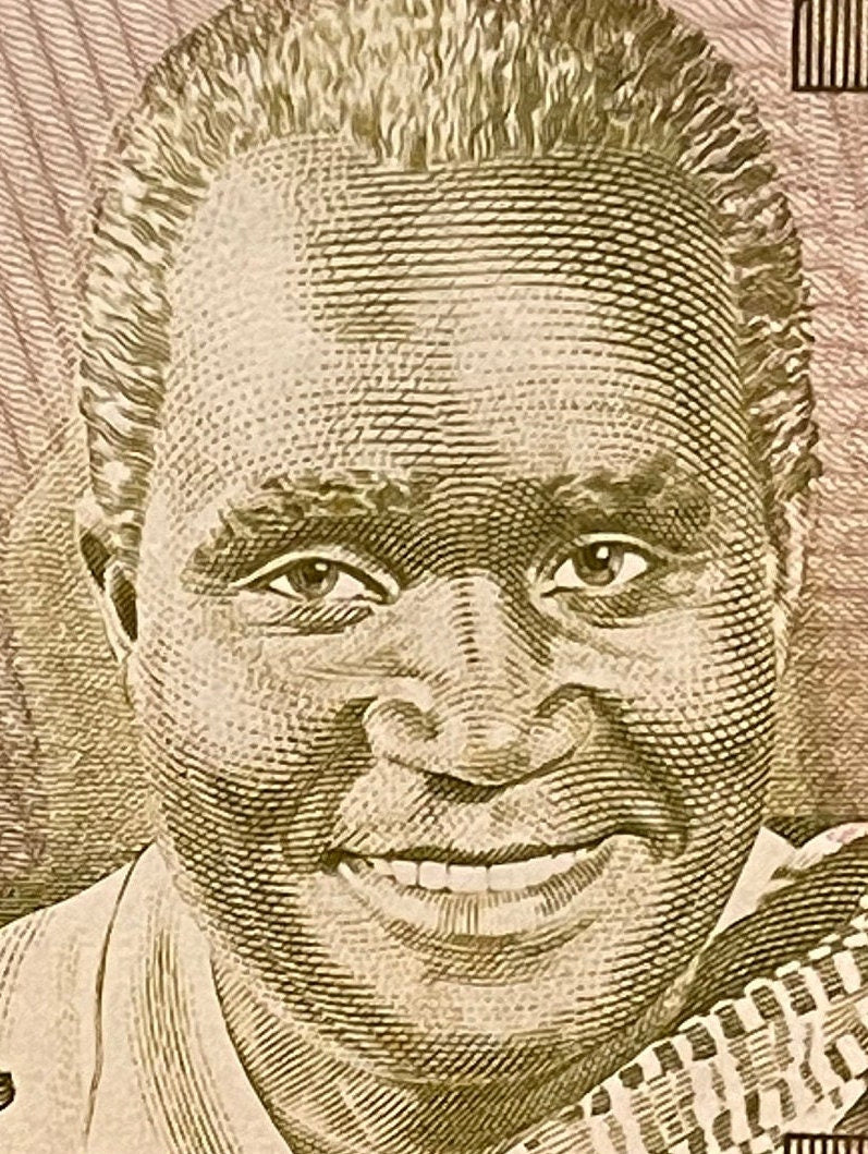 President Kenneth Kaunda and African Eagle & Teacher with Student 2 Kwacha Zambia Authentic Banknote Money for Jewelry and Collage (Kwanzaa)