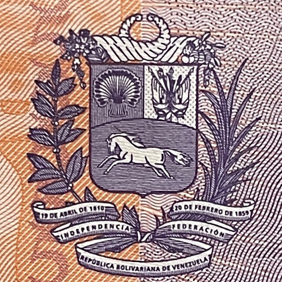Veragua Stubfoot Toad & Revolutionary Martyr Jose Felix Ribas 5 Bolívares Venezuela Authentic Banknote Money for Collage (Harlequin Frog)