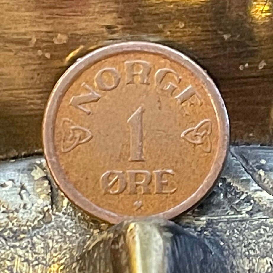 King Haakon 7 Monogram Norway 1 Ore Authentic Coin Charm for Jewelry and Craft Making (Haakon VII) (SMALL)