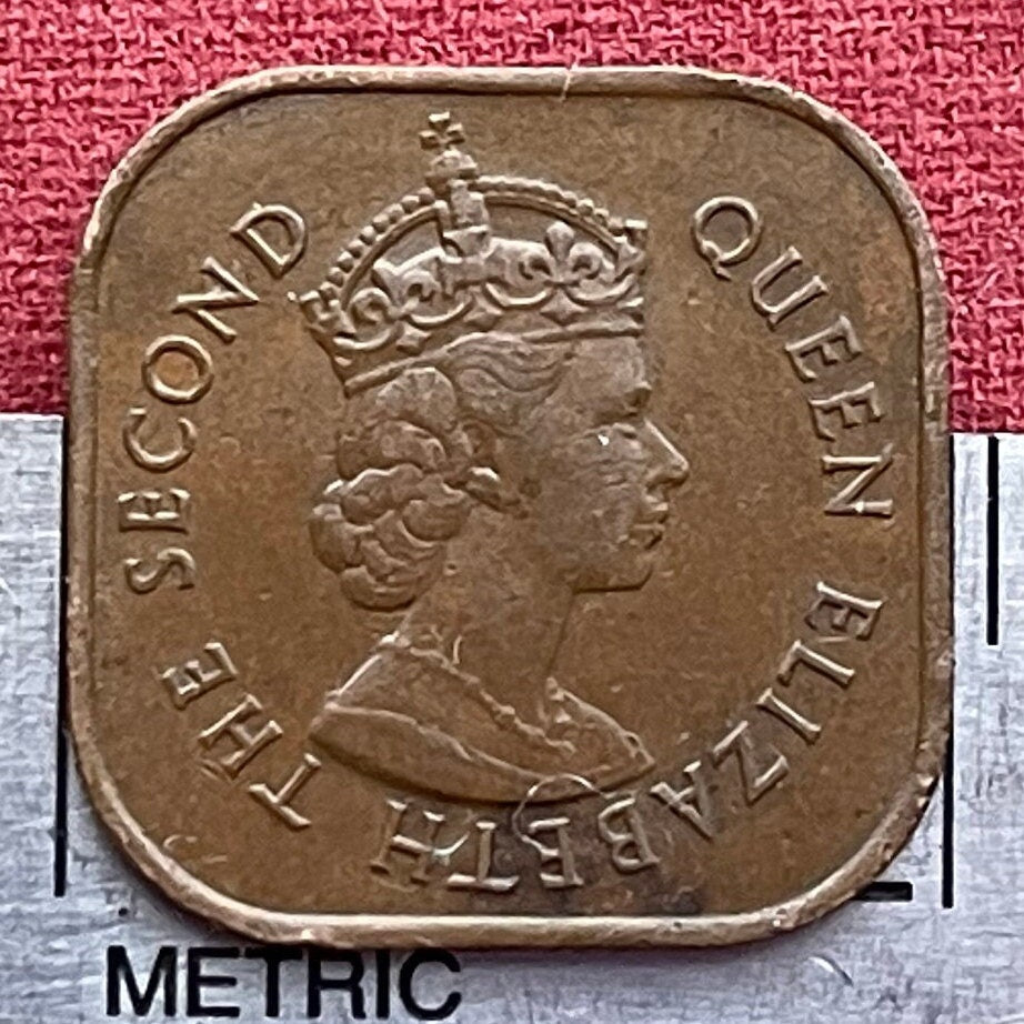 Queen Elizabeth II Square 1 Cent Malaya and British Borneo Authentic Coin Money for Jewelry and Craft Making