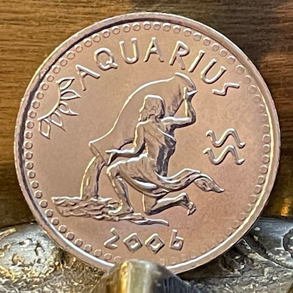 Aquarius 10 Shillings Somaliland Authentic Coin Money for Jewelry and Craft Making (Zodiac Series) (Astrology) (Water Carrier) Ganymede