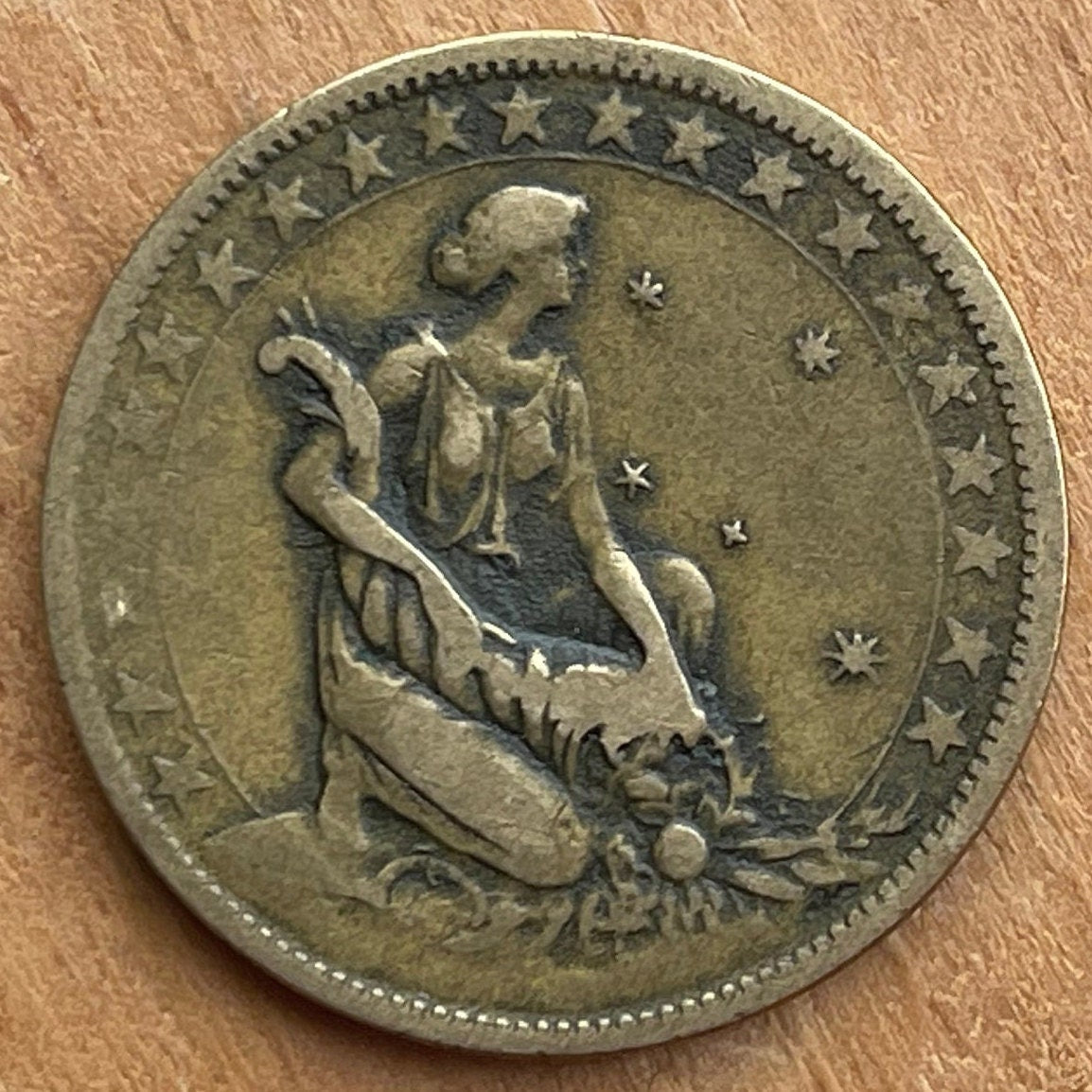 Goddess Abundantia with Cornucopia & Southern Cross Constellation 1000 Réis Brazil Authentic Coin Money for Jewelry and Craft Making (Crux)