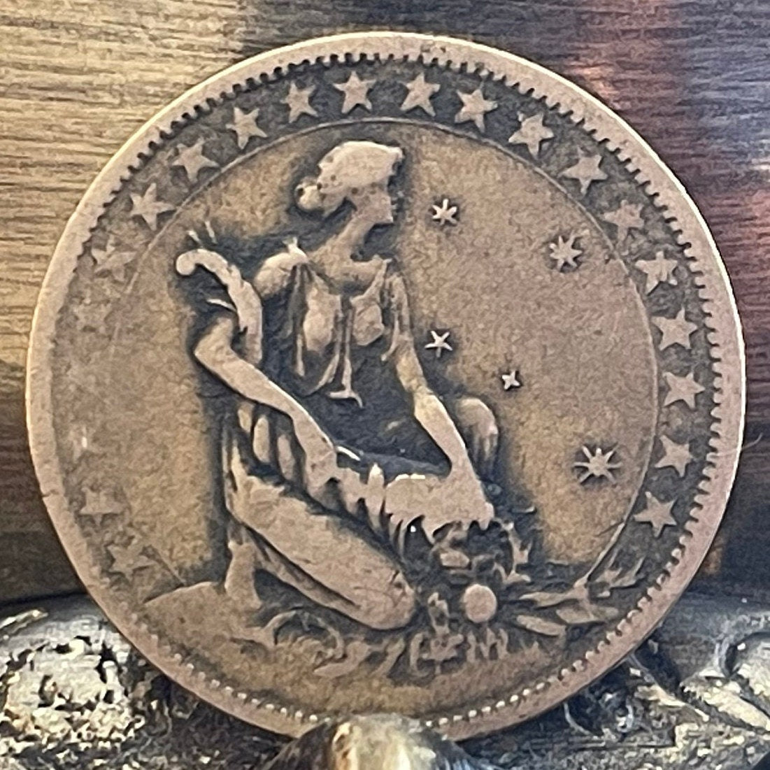 Goddess Abundantia with Cornucopia & Southern Cross Constellation 1000 Réis Brazil Authentic Coin Money for Jewelry and Craft Making (Crux)
