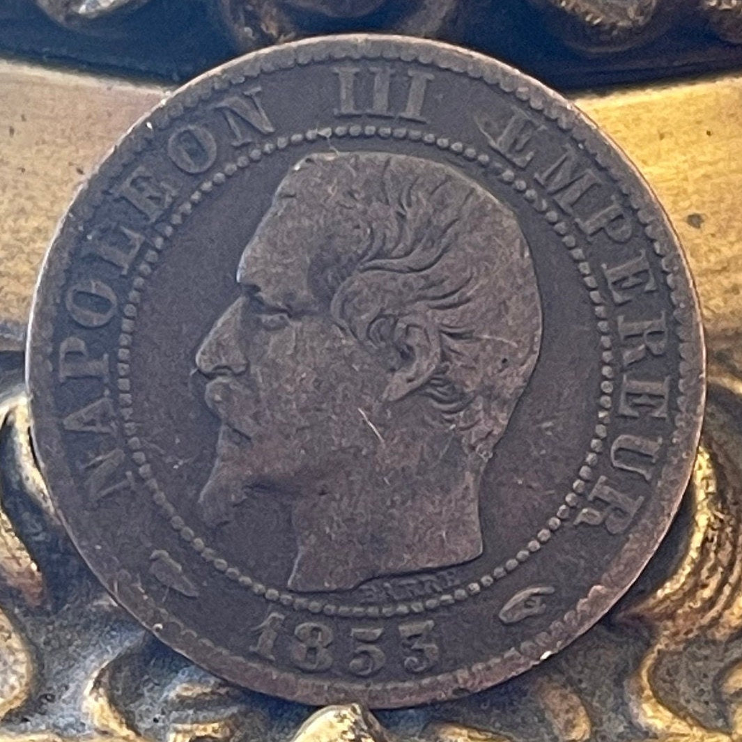 Emperor Napoleon III & French Imperial Eagle 5 Centimes France Authentic Coin Money for Jewelry and Craft Making (Second Empire)