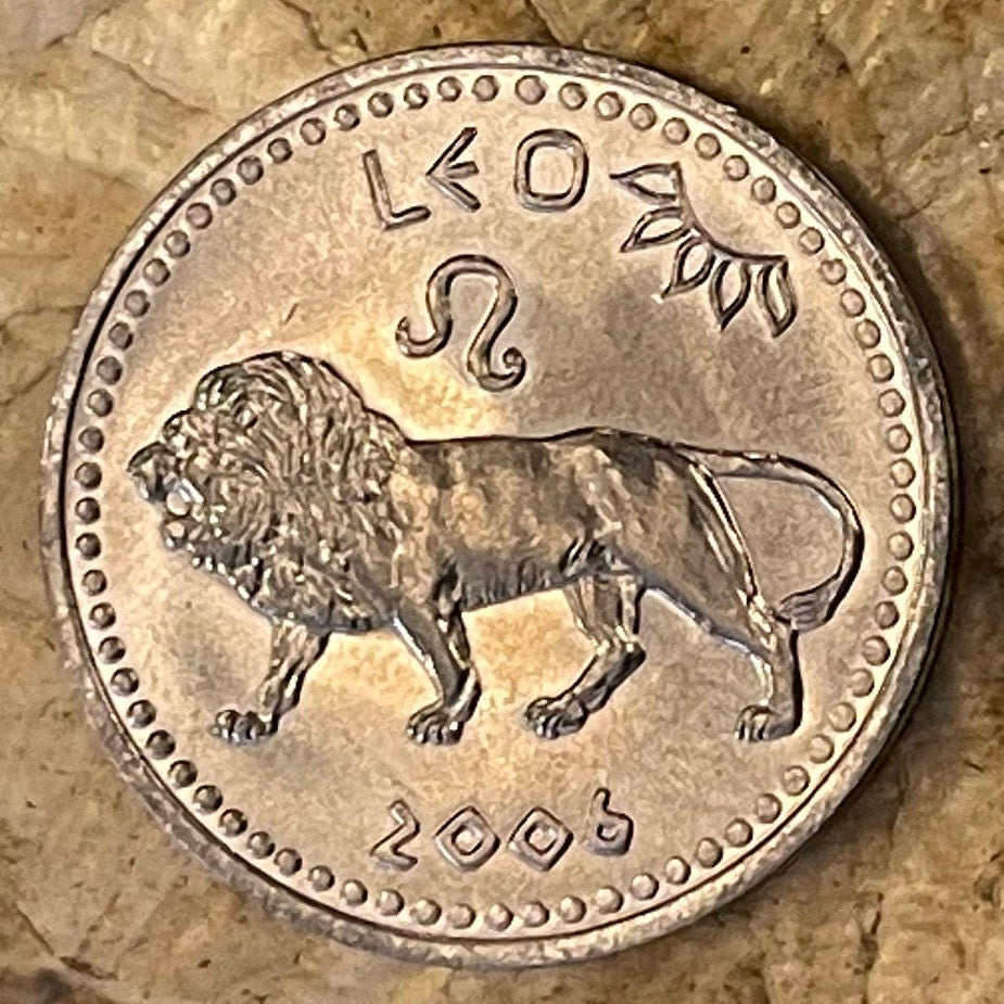 Leo the Lion 10 Shillings Somaliland Authentic Coin Money for Jewelry and Craft Making (Zodiac Series) (Astrology) Nemean Lion