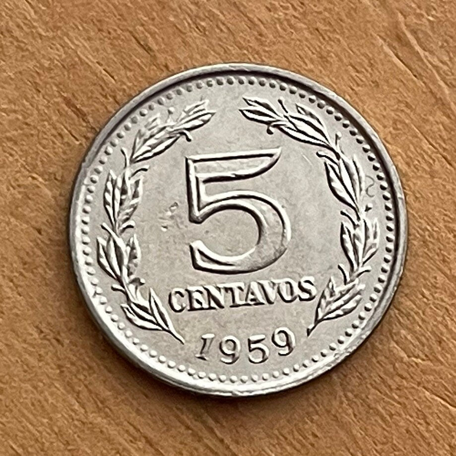 Goddess of Liberty by Oudiné in Phrygian Cap 5 Centavos Argentina Authentic Coin Money for Jewelry and Craft Making