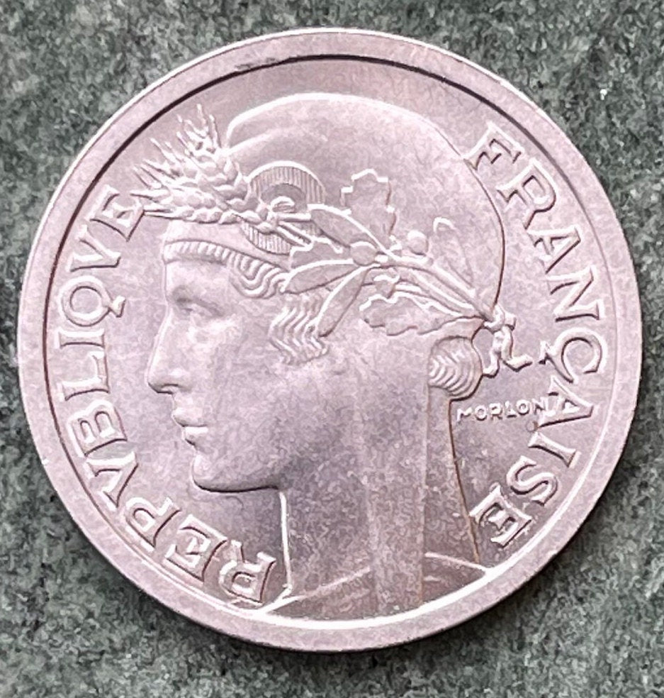 Marianne 1 Franc & Liberté, Égalité, Fraternité France Authentic Coin Money for Jewelry (Fourth Republic) (UNCIRCULATED) (Aluminum)