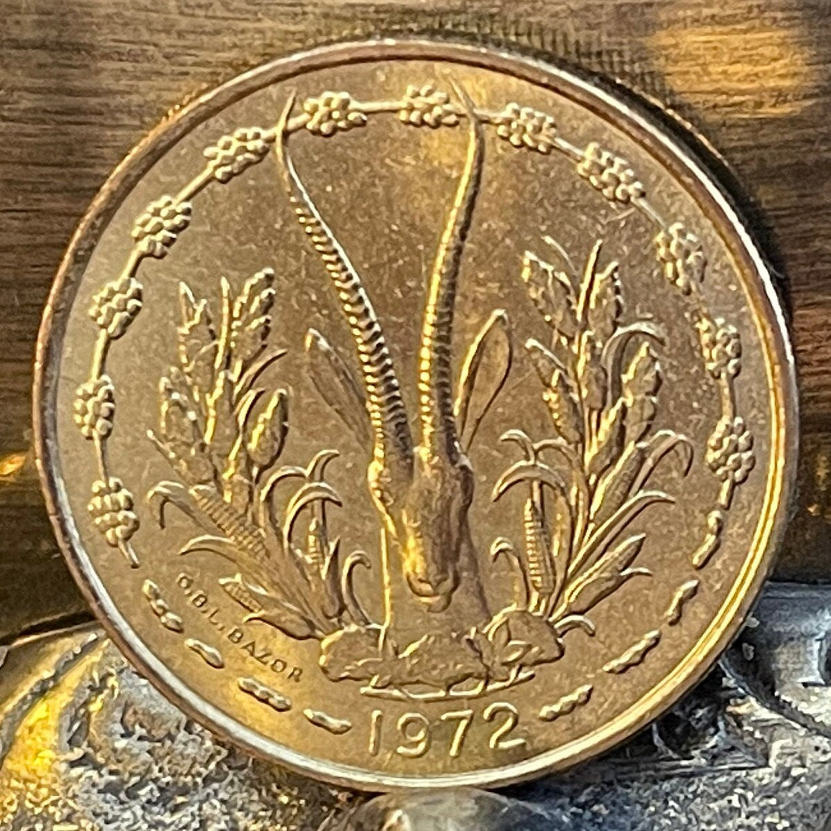 Dama Gazelle 25 CFA Francs & Akan Sawfish Goldweight West African States Authentic Coin Money for Jewelry and Crafts (Ashanti) Mhorr gazelle