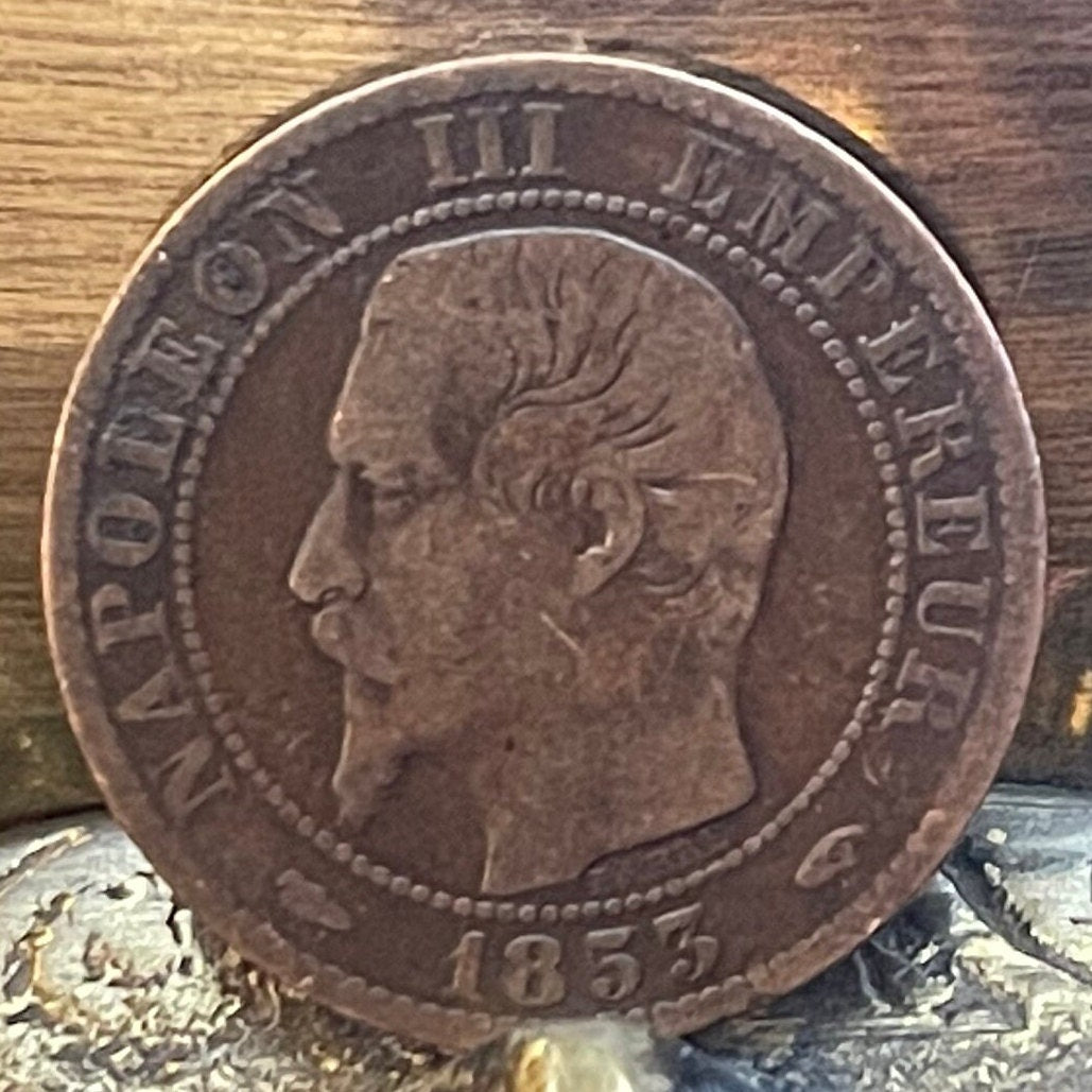 Emperor Napoleon III & French Imperial Eagle 5 Centimes France Authentic Coin Money for Jewelry and Craft Making (Second Empire)