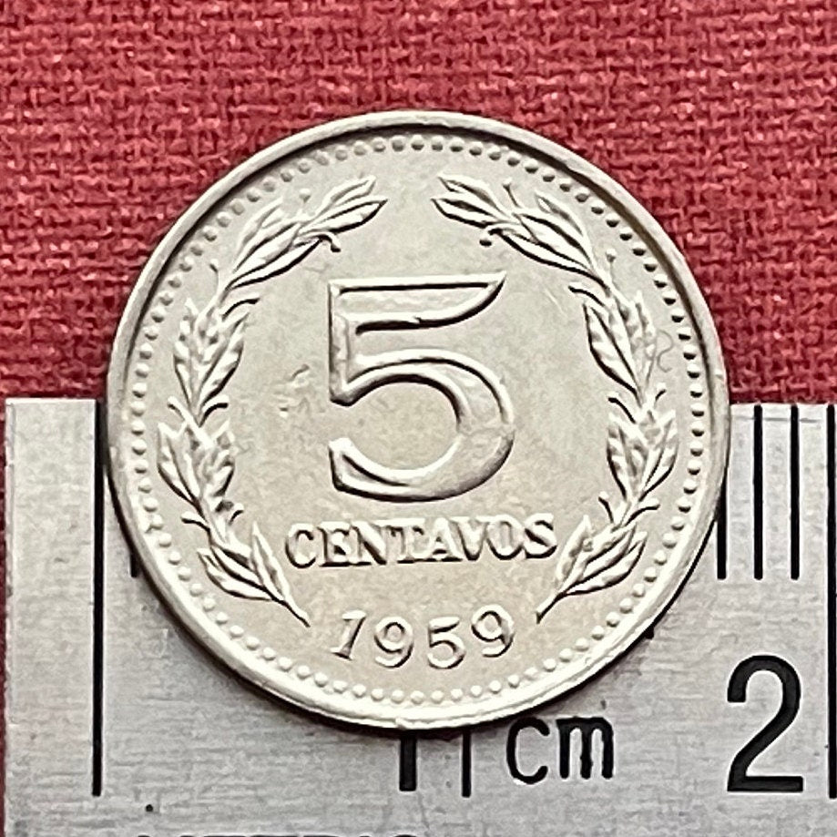Goddess of Liberty by Oudiné in Phrygian Cap 5 Centavos Argentina Authentic Coin Money for Jewelry and Craft Making