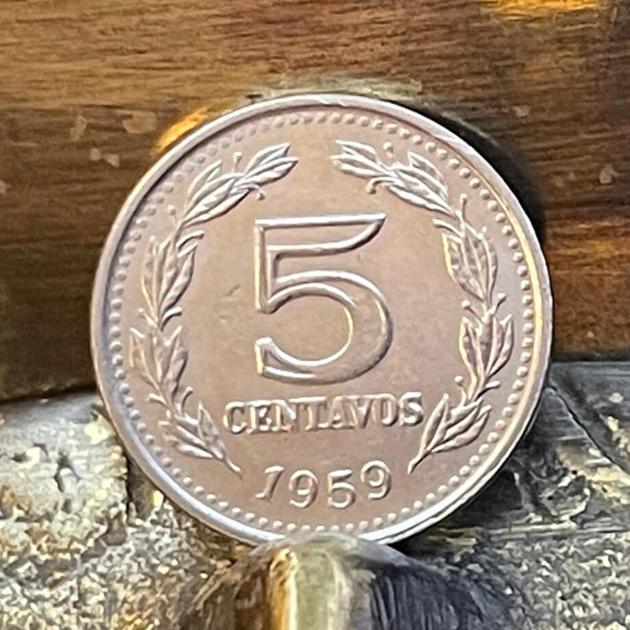 Goddess of Liberty by Oudiné in Phrygian Cap 5 Centavos Argentina Authentic Coin Money for Jewelry and Craft Making