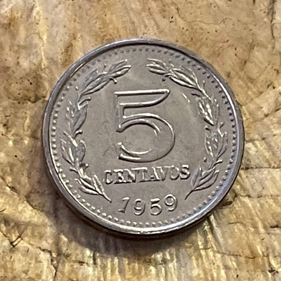 Goddess of Liberty by Oudiné in Phrygian Cap 5 Centavos Argentina Authentic Coin Money for Jewelry and Craft Making