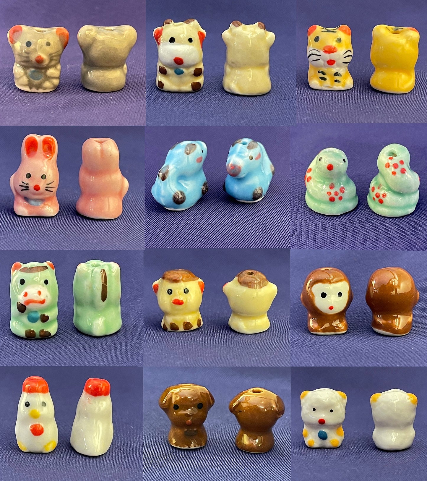 Chinese Zodiac Beads-Astrology; Lunar New Year; birthday; birth year-rat ox tiger rabbit dragon snake horse goat monkey rooster dog pig
