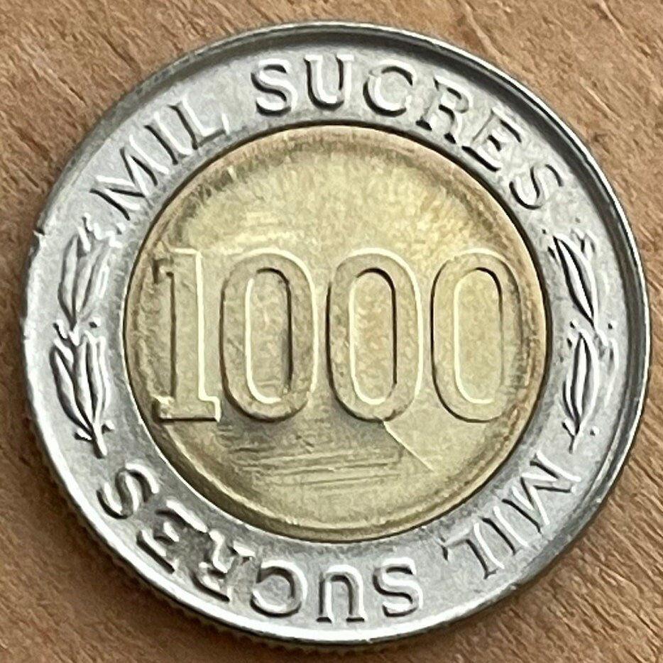 Scientist Reformer Eugenio Espejo 1000 Sucres Ecuador Authentic Coin Money for Jewelry and Craft Making (Bimetallic) (1997)
