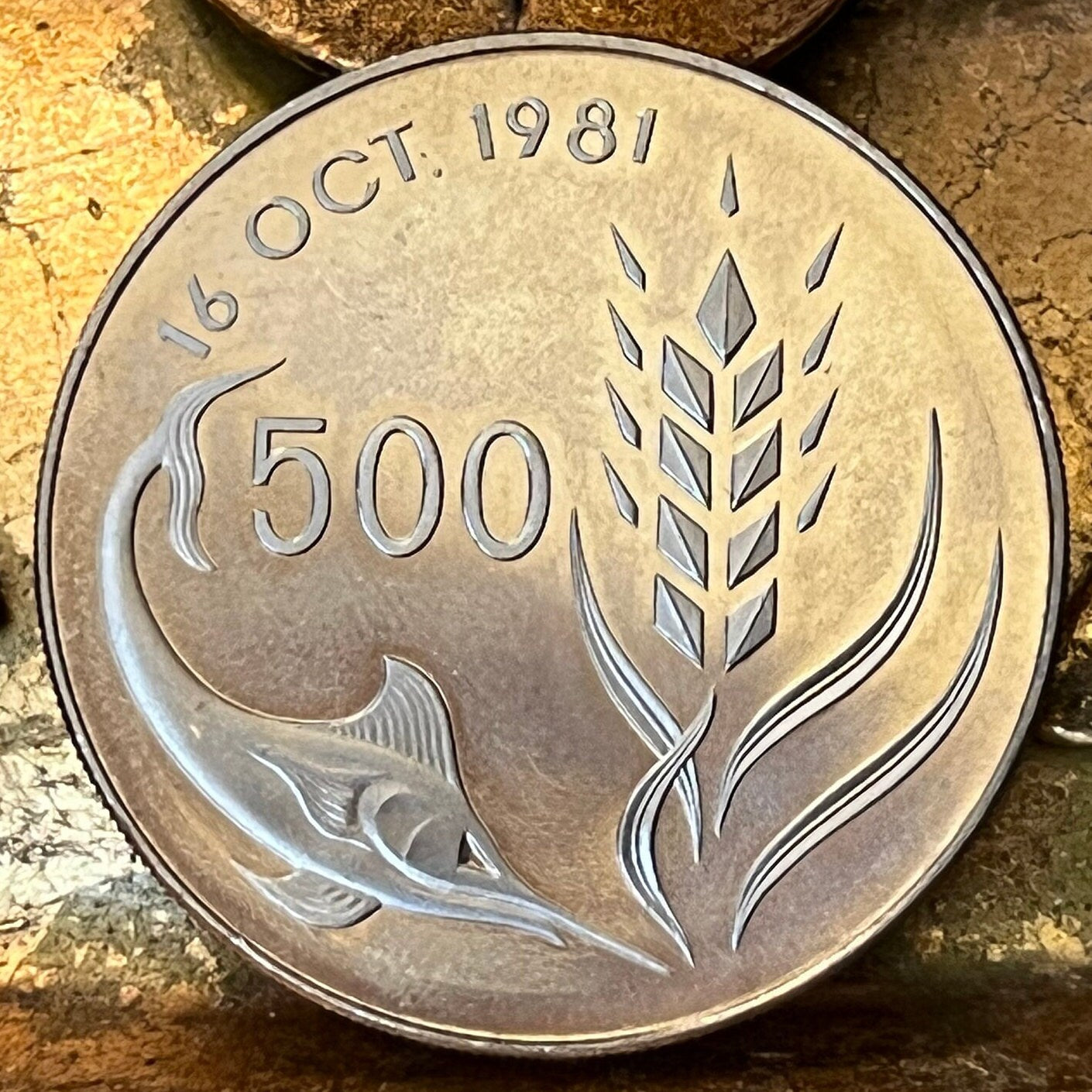 Swordfish & Dove with Olive Twig 500 Mils Cyprus Authentic Coin Money for Jewelry and Craft Making