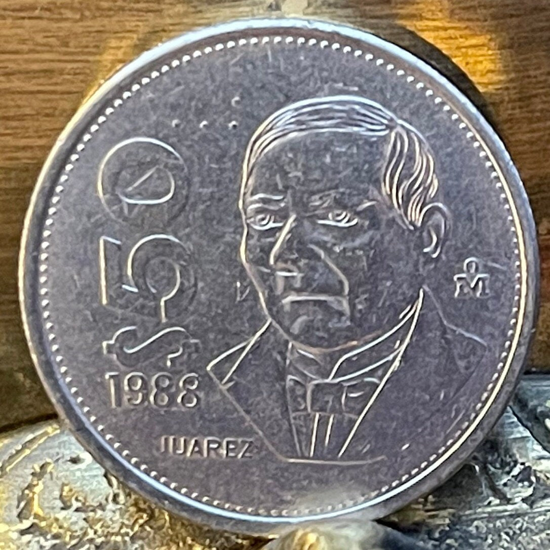 President Benito Juárez & Eagle with Snake 50 Pesos Mexico Authentic Coin Money for Jewelry and Craft Making
