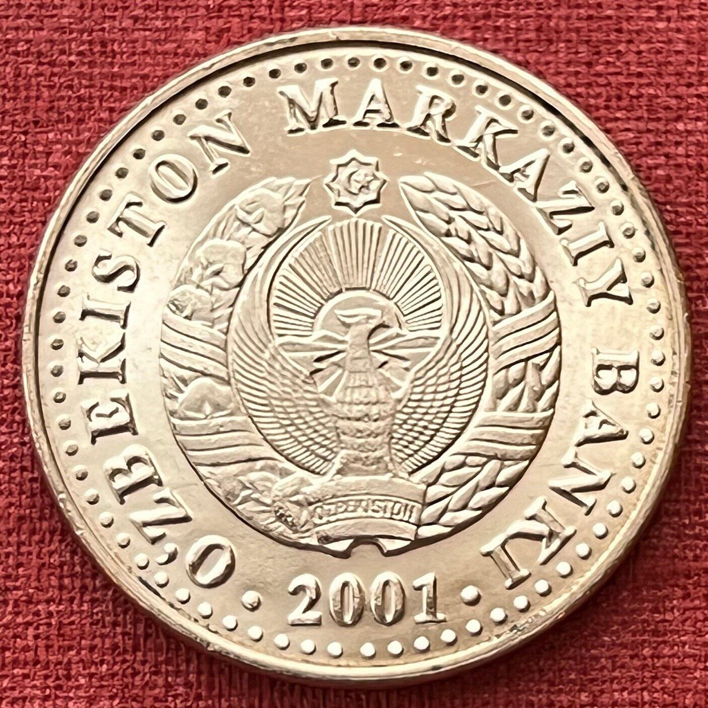 Huma Bird of Paradise & Map 50 So'm Uzbekistan Authentic Coin Money for Jewelry and Collage (2001) (Independence)
