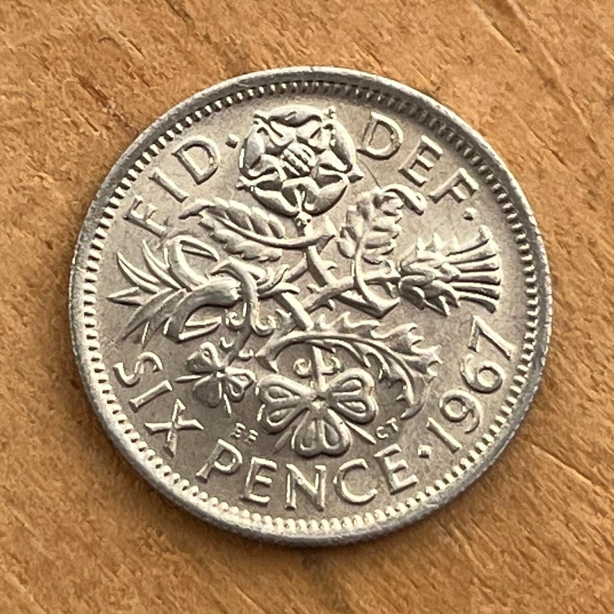 Lucky Wedding Sixpence; Rose, Thistle, Shamrock and Leek 6 Pence Great Britain Authentic Coin Money for Jewelry and Craft Making (Fortune)