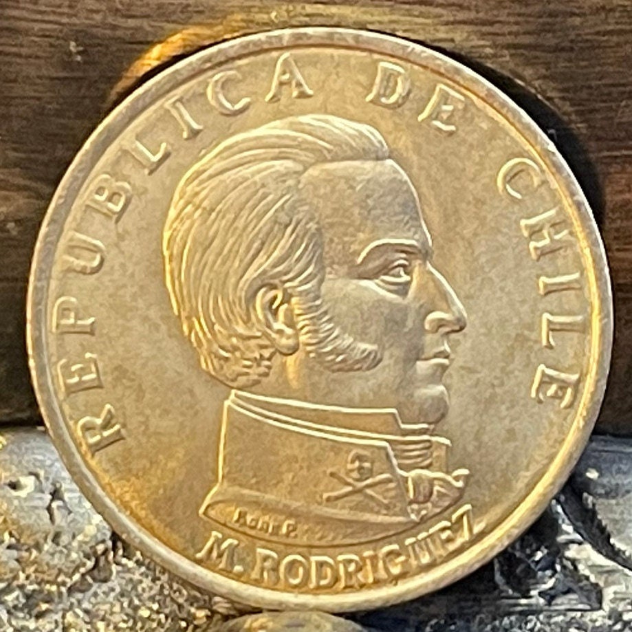 Hussar of Death Manuel Javier Rodríguez & Condor and Deer 50 Centésimos Chile Authentic Coin Money for Jewelry (By Right or Might) (1971)