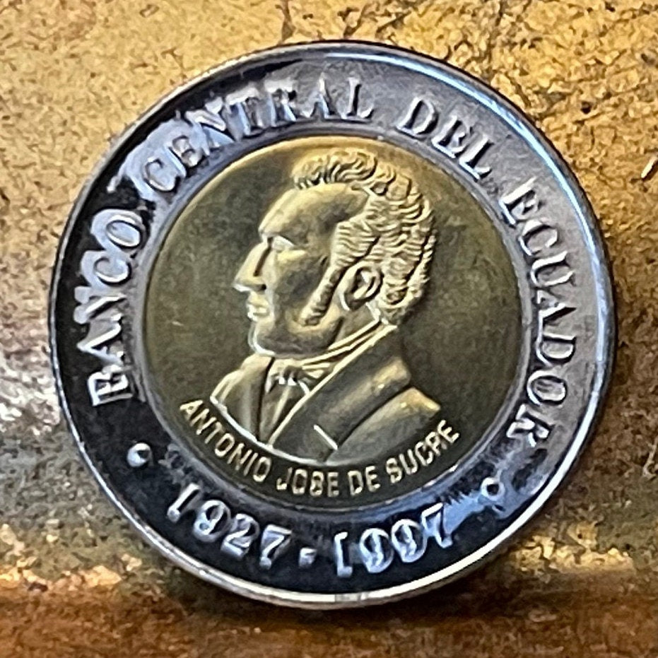 Grand Marshal Antonio José de Sucre 100 Sucres Ecuador Authentic Coin Money for Jewelry (1997) (Bimetallic) (President of Peru and Bolivia)