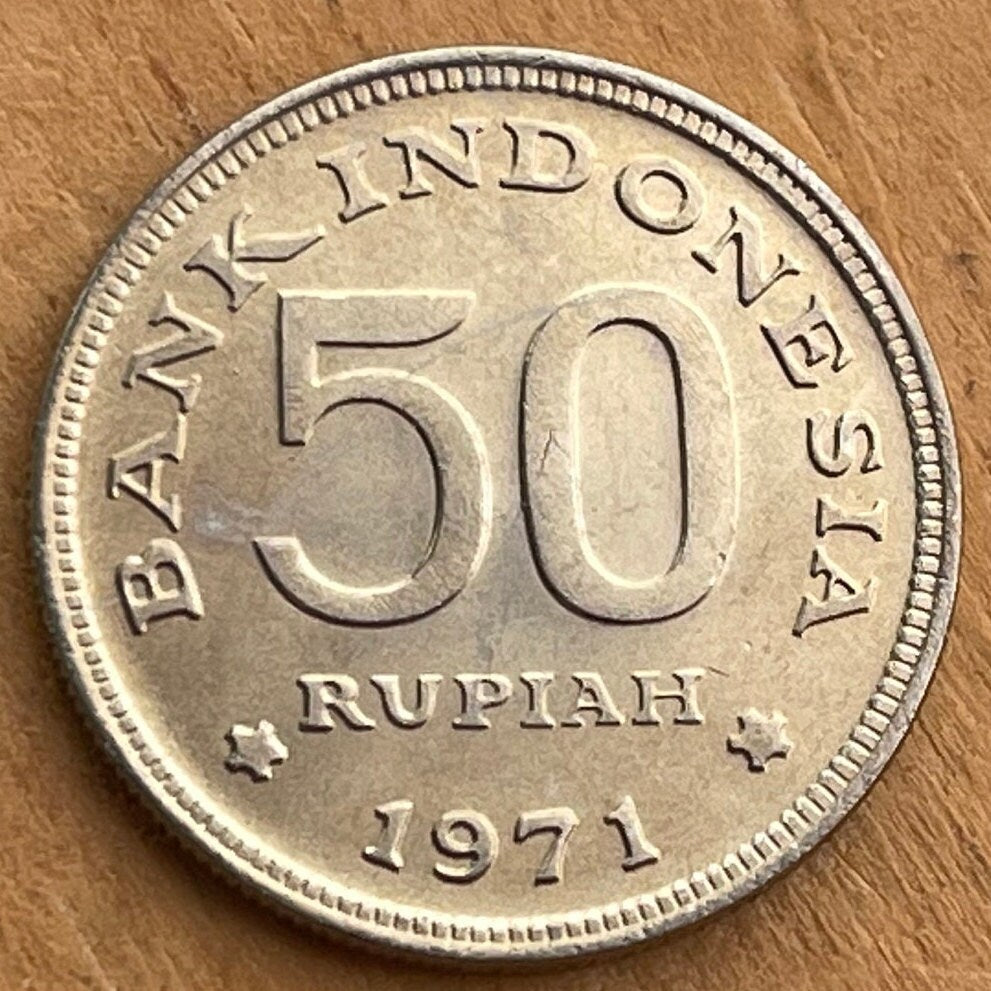 Greater Bird of Paradise 50 Rupiah Indonesia Authentic Coin Money for Jewelry and Craft Making (1971)